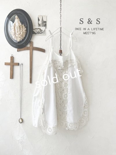 画像1: shizuka's【30】アンティークレースのキャミチュニック・白