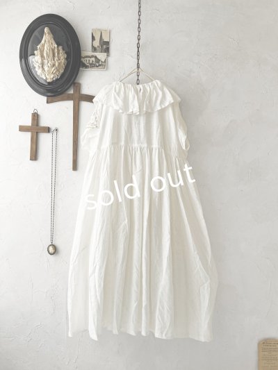 画像6: shizuka's【8】アンティークレースのフリル襟フレンチワンピース・白C