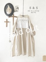 shizuka's【20】アンティークレースのボリューム袖ドットワンピース・ベージュ