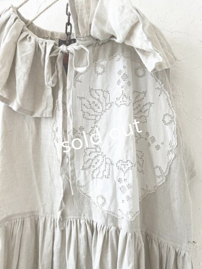 画像3: shizuka's【15】アンティークレースのフリル襟フレンチワンピース・生成りB