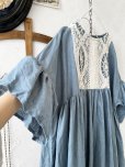 画像3: shizuka's【28】アンティークレースちょうちょ袖ワンピース・くすみブルー