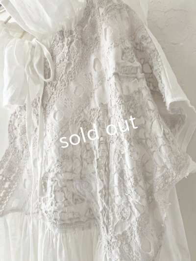 画像3: shizuka's【9】アンティークレースのフリル襟フレンチワンピース・白D