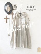 shizuka's【15】アンティークレースのフリル襟フレンチワンピース・生成りB