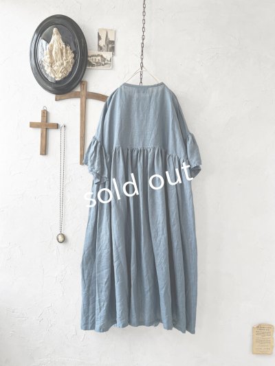 画像5: shizuka's【28】アンティークレースちょうちょ袖ワンピース・くすみブルー