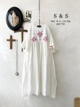 画像1: shizuka's【5】アンティークレースちょうちょ袖ワンピース・白C (1)