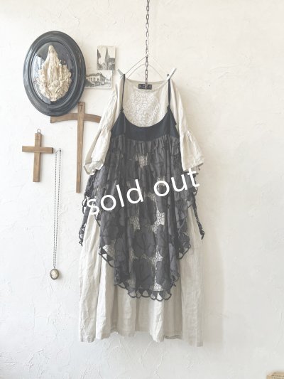 画像6: shizuka's【29】アンティークレースのキャミチュニック・スミクロ