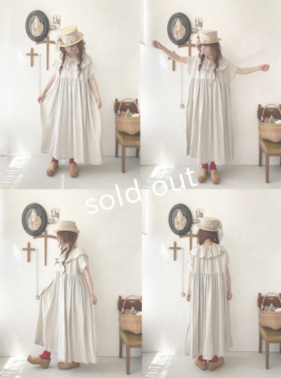 画像7: shizuka's【15】アンティークレースのフリル襟フレンチワンピース・生成りB