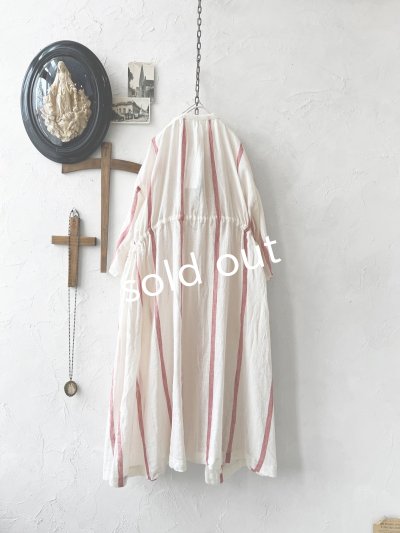 画像10: SO／ガーゼギャザーワンピース・レッドストライプ