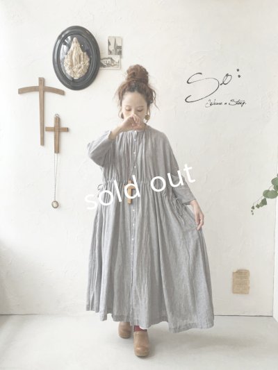 画像11: SO／ガーゼギャザーワンピース・ブルーストライプ