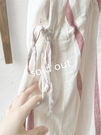 画像6: SO／ガーゼギャザーワンピース・レッドストライプ