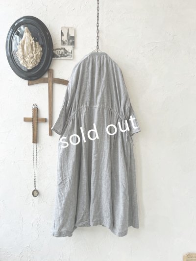 画像7: SO／ガーゼギャザーワンピース・杢グレー