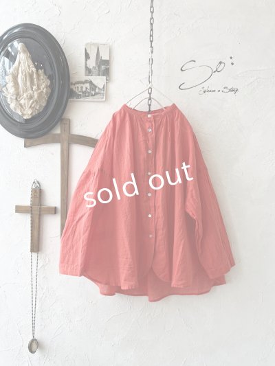 画像2: SO／コットンローンギャザーブラウス・レッド