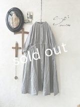 SO／ガーゼギャザーワンピース・杢グレー