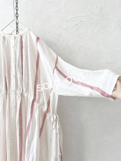 画像7: SO／ガーゼギャザーワンピース・ブルーストライプ