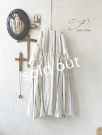 SO／ガーゼギャザーワンピース・ブルーストライプ