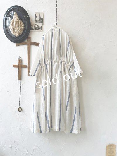 画像6: SO／ガーゼギャザーワンピース・ブルーストライプ