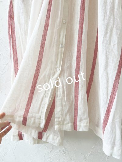 画像7: SO／ガーゼギャザーワンピース・レッドストライプ