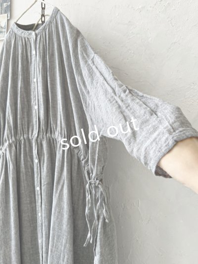 画像5: SO／ガーゼギャザーワンピース・杢グレー