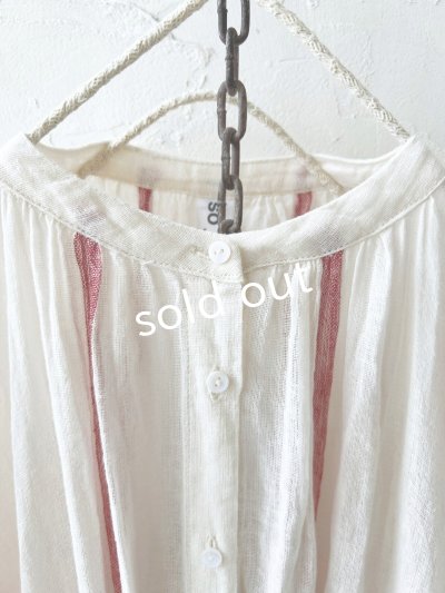 画像3: SO／ガーゼギャザーワンピース・レッドストライプ