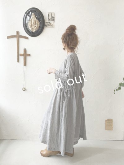 画像12: SO／ガーゼギャザーワンピース・ブルーストライプ