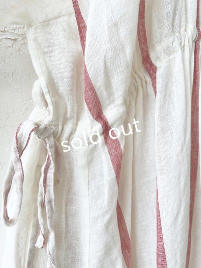 画像5: SO／ガーゼギャザーワンピース・レッドストライプ