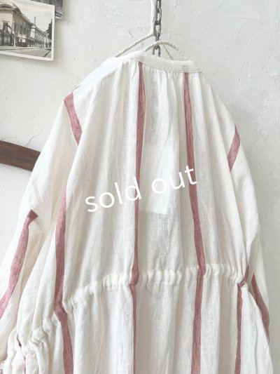 画像10: SO／ガーゼギャザーワンピース・ブルーストライプ