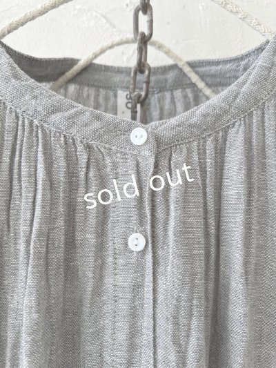 画像3: SO／ガーゼギャザーワンピース・杢グレー