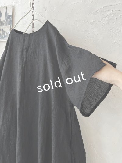 画像3: 08mab/リネンシャンブレーAラインワンピース・黒