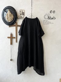 08mab/リネンシャンブレーAラインワンピース・黒