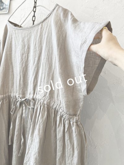 画像4: 08mab/リネンシャンブレーウエストリボンチュニック・ベージュ