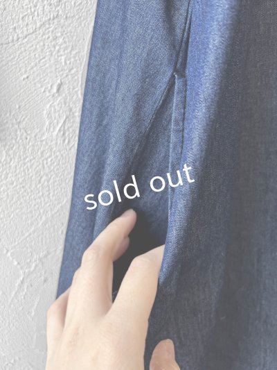 画像5: sorte cuff／インディゴノースリーブギャザーワンピース