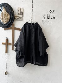 08mab/リネンシャンブレーラグランブラウス・黒
