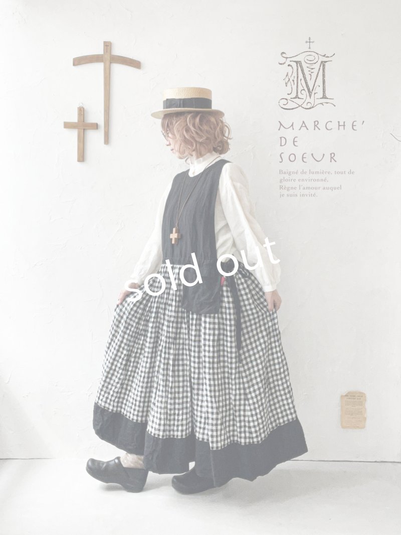 画像11: MARCHE' DE SOEUR／バッククロスワンピース・黒×グリーンチェック (11)