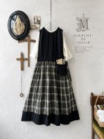 画像1: MARCHE' DE SOEUR／バッククロスワンピース・黒×グリーンチェック (1)