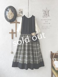 MARCHE' DE SOEUR／バッククロスワンピース・黒×グリーンチェック