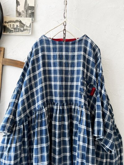 画像2: MARCHE' DE SOEUR／ギャザープルオーバー・ブルーグリーンチェック