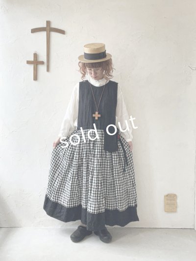 画像13: MARCHE' DE SOEUR／バッククロスワンピース・黒×グリーンチェック