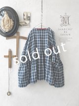 MARCHE' DE SOEUR／ギャザープルオーバー・ブルーグリーンチェック