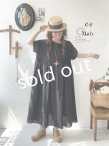 08mab/リネン２wayピンタックワンピース・黒