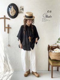 08mab/リネンシャンブレーラグランブラウス・黒