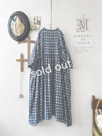 画像1: MARCHE' DE SOEUR／ギャザーワンピース・ブルーグリーンチェック