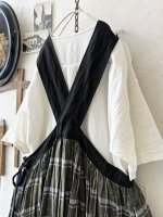 画像10: MARCHE' DE SOEUR／バッククロスワンピース・黒×グリーンチェック (10)