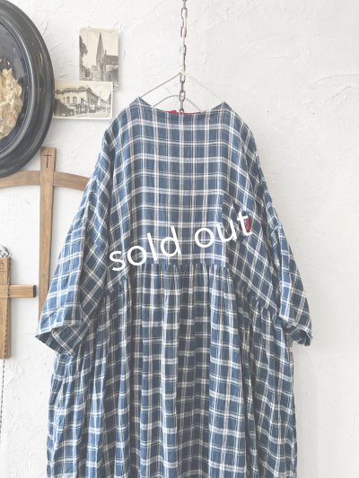 画像2: MARCHE' DE SOEUR／ギャザーワンピース・ブルーグリーンチェック