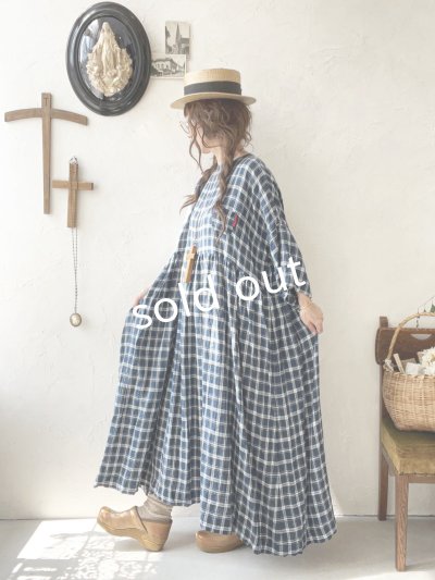 画像11: MARCHE' DE SOEUR／ギャザーワンピース・ブルーグリーンチェック