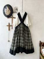 画像8: MARCHE' DE SOEUR／バッククロスワンピース・黒×グリーンチェック (8)