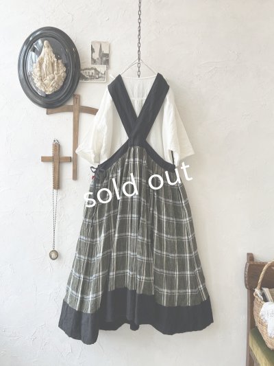 画像8: MARCHE' DE SOEUR／バッククロスワンピース・黒×グリーンチェック