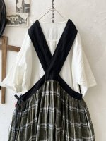 画像9: MARCHE' DE SOEUR／バッククロスワンピース・黒×グリーンチェック (9)