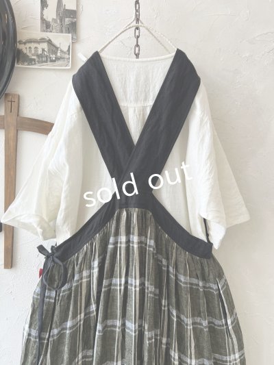 画像9: MARCHE' DE SOEUR／バッククロスワンピース・黒×グリーンチェック