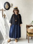 画像12: sorte cuff／インディゴノースリーブギャザーワンピース