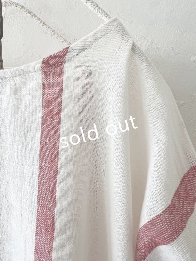 画像3: SO／ガーゼワイドチュニック・レッドストライプ